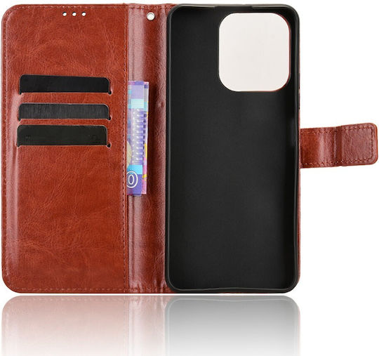 Handyhülle Realme Note 70T Oem Flip Brieftasche Synthetisches Leder Pu Tpu Braune Brieftasche Stand Armband