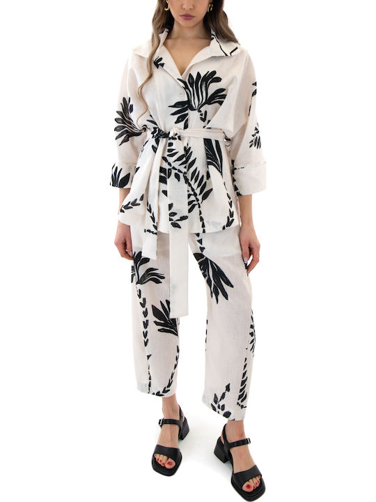 Women's Fabric Trousers in Straight Leg Multi
