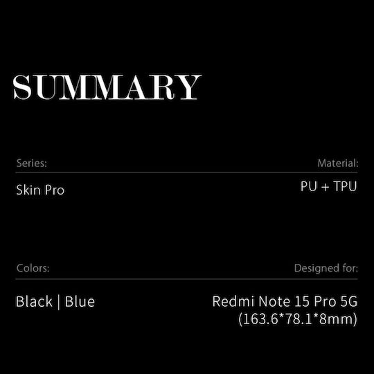 Case Xiaomi Redmi Note 15 Pro 5G Dux Ducis Skin Pro Series Flip Wallet Synthetic Leather PU TPU Blue Wallet Stand