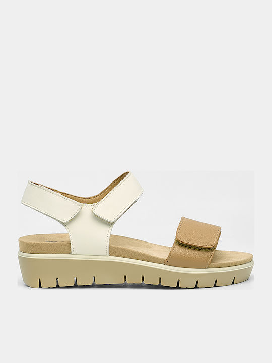 Sandale Casual Damă Anatomici Flatforme Bej Din Piele