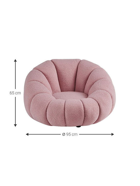 Swivel Armchair with Footstool Pink 95x95x65cm
