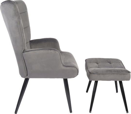 Hochlehner-Sessel mit Fußhocker Lennox 96x68x73cm Graues Hochlehner-Sessel mit Fußhocker Lennox 96x68x73cm Graues