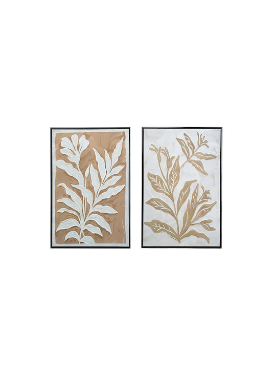 Artekko Canvasia Μπεζ Πίνακες Καμβά Μαύρη Κορνίζα 60x3.6x90 Cm 2pcs 60cm X 3.6cm X 90cm