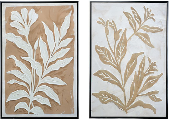 Artekko Canvas Beige Paintings Canvas Black Frame 60x3.6x90 Cm 2 Pieces 60cm X 3.6cm X 90cm