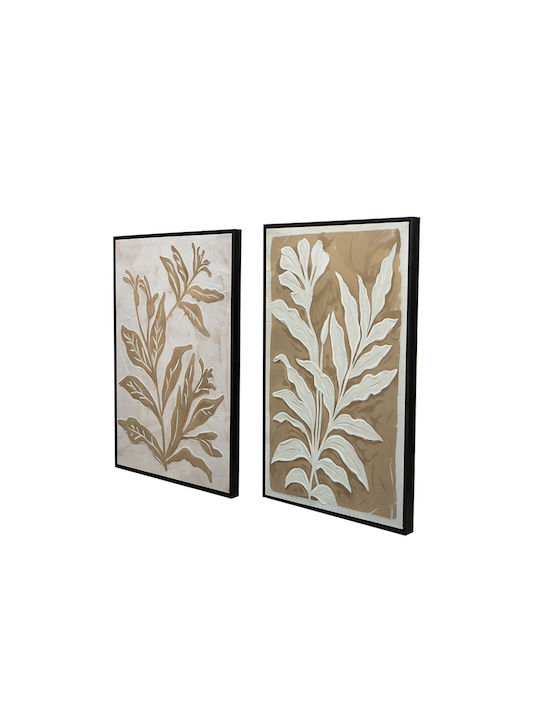 Artekko Canvasia Μπεζ Πίνακες Καμβά Μαύρη Κορνίζα 60x3.6x90 Cm 2pcs 60cm X 3.6cm X 90cm