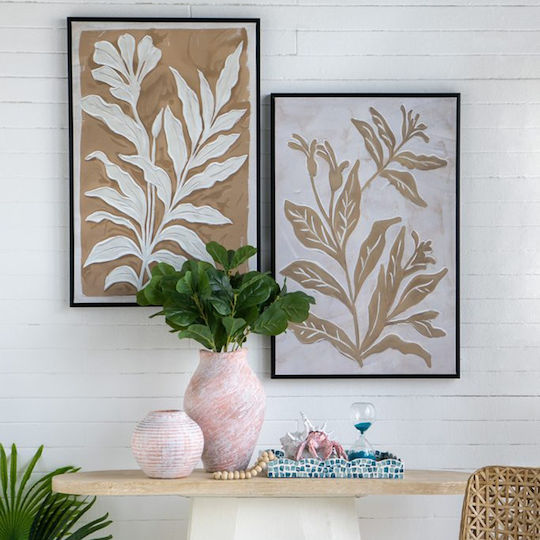 Artekko Canvas Beige Paintings Canvas Black Frame 60x3.6x90 Cm 2 Pieces 60cm X 3.6cm X 90cm