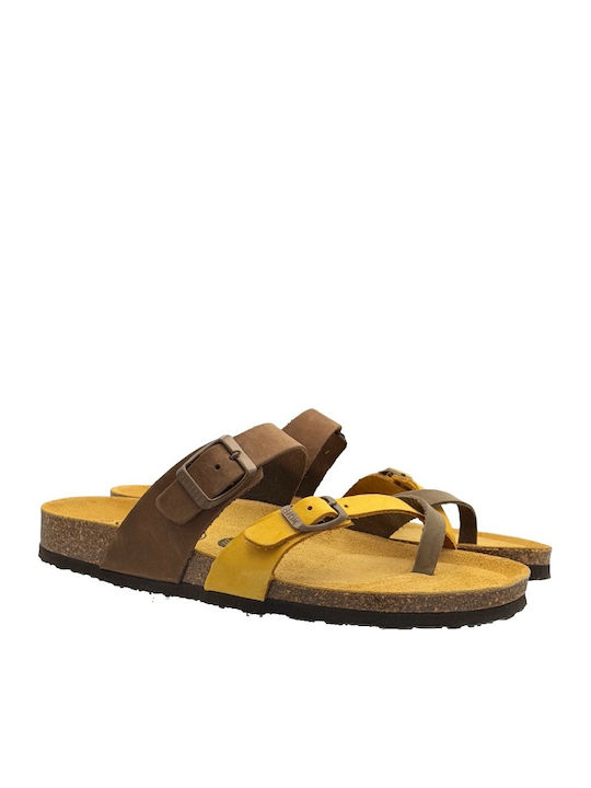 Leder Flache Damen Sandalen Braun