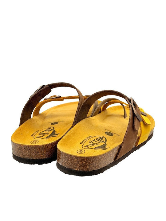 Leder Flache Damen Sandalen Braun