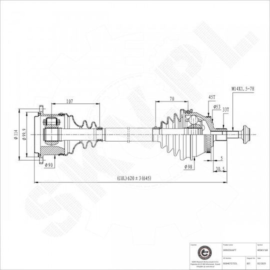 SKV Half Axle for Audi A4 Skoda Superb Volkswagen Passat