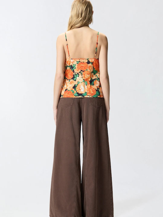 Women's Sleeveless Floral Multicolour Blouse