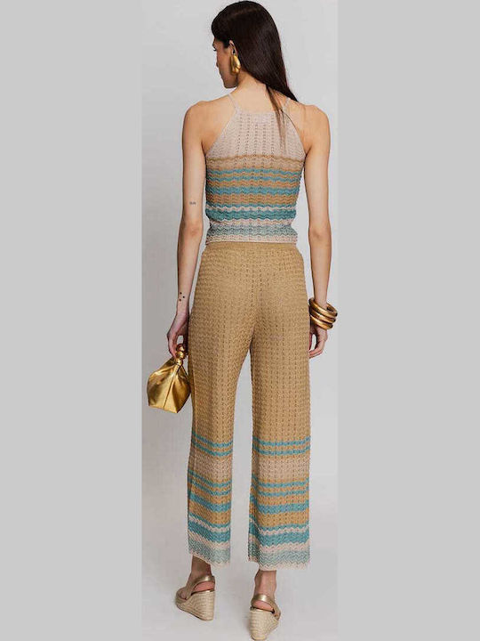 Damen Crop Top Ärmellos Türkis