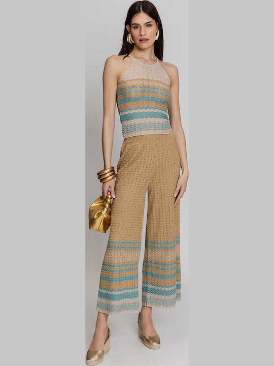 Damen Crop Top Ärmellos Türkis