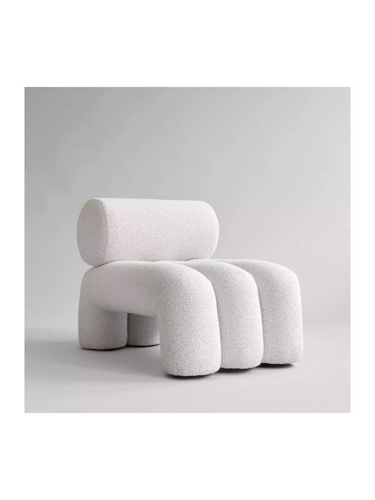 Foku Chair Bouclé Πολυθρόνα Άσπρο 92x60x70cm