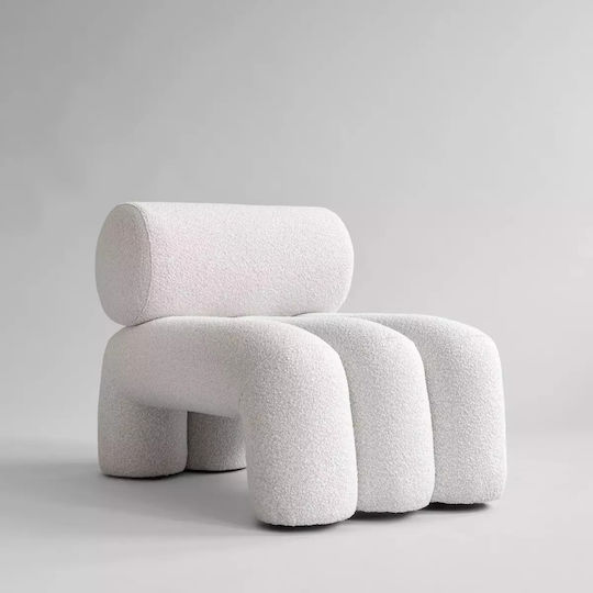 Πολυθρόνα Foku Chair Bouclé 92x60x70cm Άσπρο