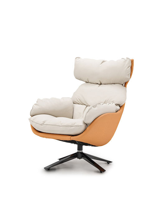 Armchair Swivel from Leatherette Orange 77x36.5x65.5cm