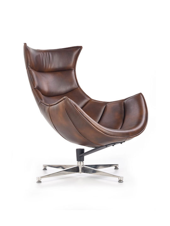 Luxor Rotativ din Piele Ecologică Maro 86x84x96cm