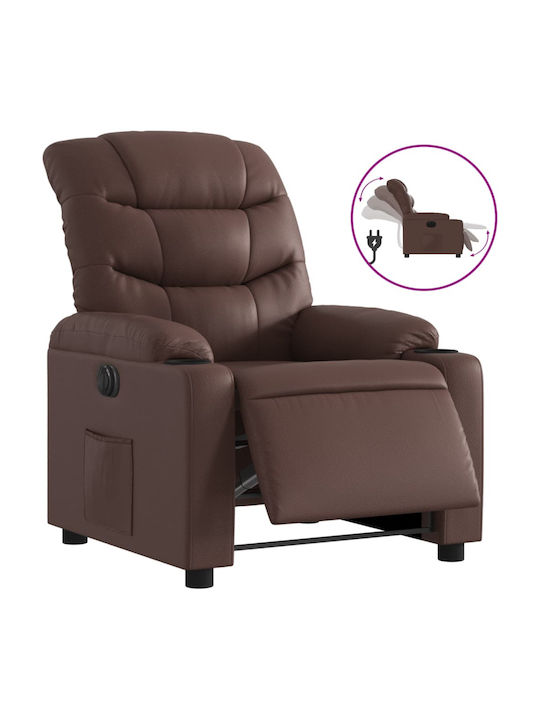 Fotoliu Relax cu Puf din Piele Ecologică Maro 75.5x93x99.5cm