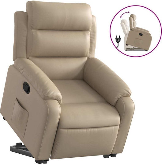 Relax Armchair with Footstool from Leatherette Cappuccino 75x92.5x100cm
