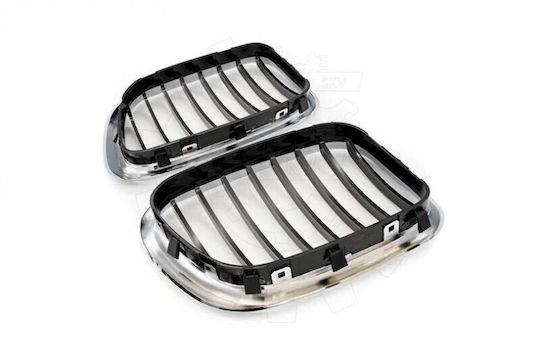 Bmw X5 E53 Radiator Mask Set Left or Right Single Stripe Black Chrome 51137113733