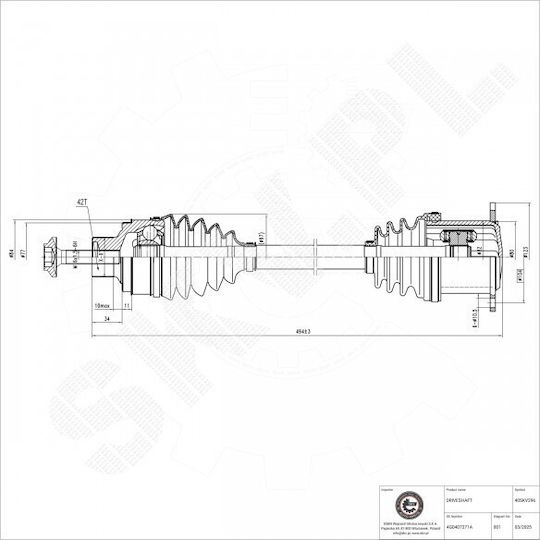 Halbachse Audi A6 A7 Vorne Linkes Rechtes 4g0407271a