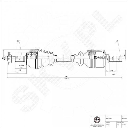 Getriebewelle für Citroen C5 III Peugeot 407 Vorder Links 3272GH
