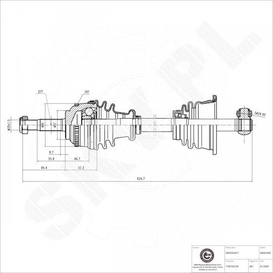 Half Axle Nissan Kubistar Renault Clio II III Kangoo Thalia Front Left 7700103729