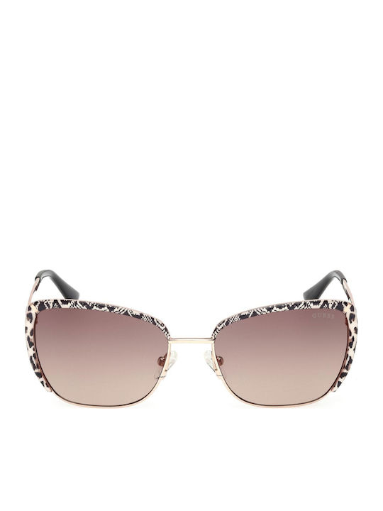 Guess Women's Sunglasses with Gold Metallic Frame and Brown Gradient Lenses GU00218 28F