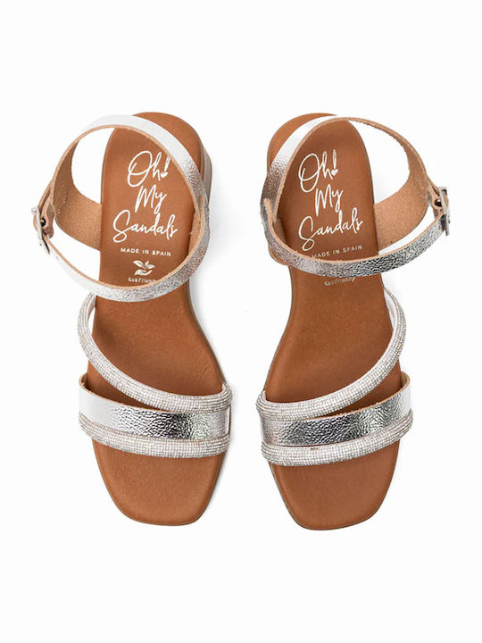 Damen Sandalen Aus Leder Anatomisch Silber