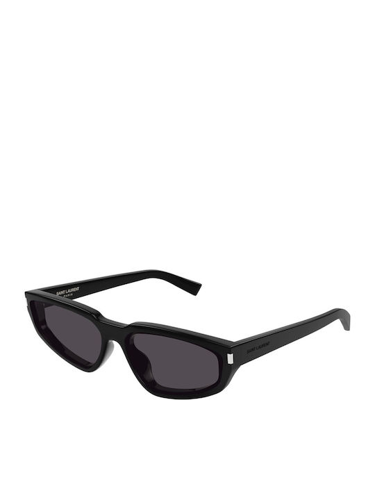 Ysl Women's Sunglasses with Black Plastic Frame and Green Lens