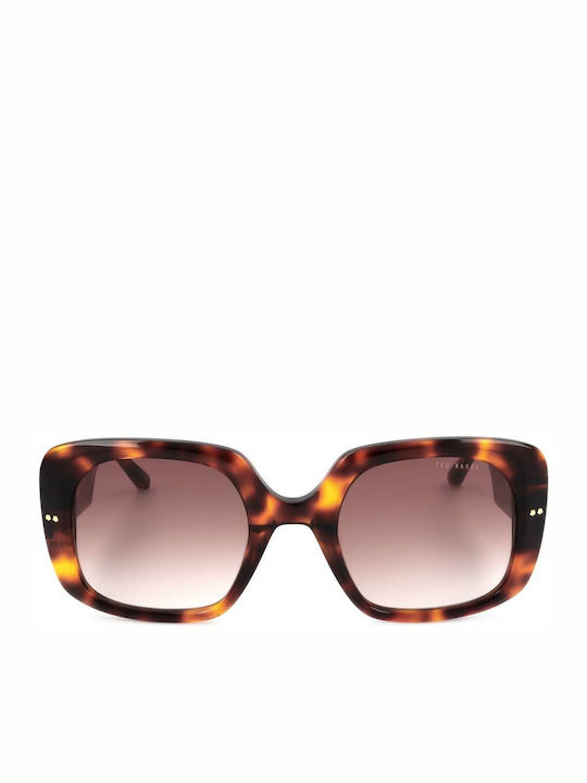Ted Baker Women's Sunglasses with Brown Tartaruga Plastic Frame and Brown Gradient Lens