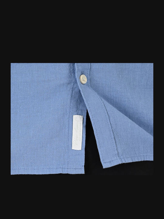 Short Sleeve Linen Shirt Light Blue