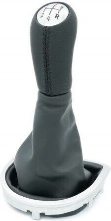 Renault Clio III Car Shift Knob Cover 8200408023 5b Chrome Leather Frame Silver Matte 8200408023