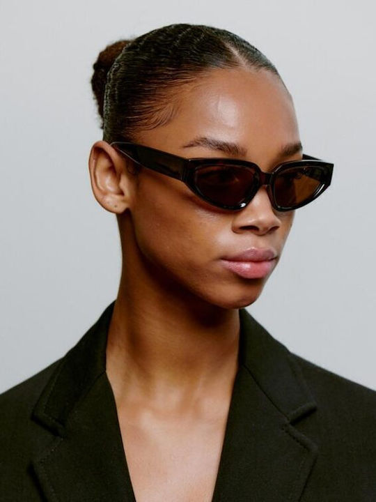 A.Kjaerbede Ella Unisex Sonnenbrillen mit Braunen Schildkrötenrahmen und Schwarzen Gläsern KL2501-003