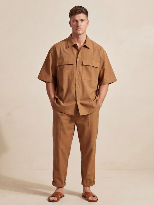 Trousers Set in Relaxed Fit Tabac Brown