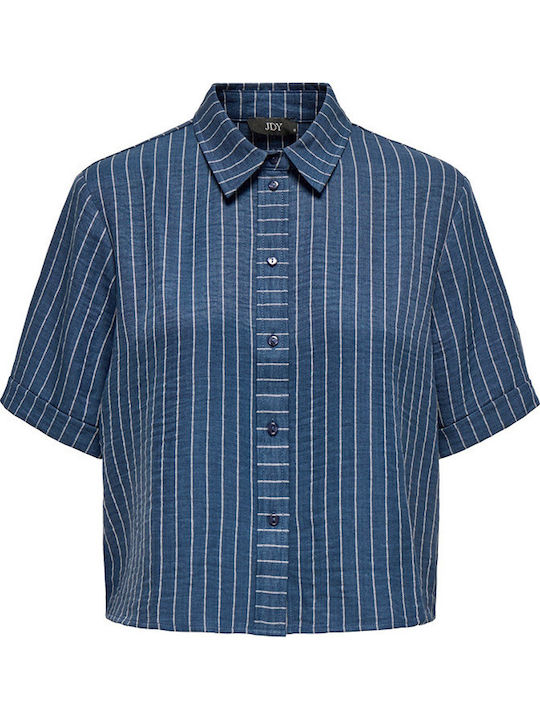 Short Sleeve Women's Denim Shirt Blue