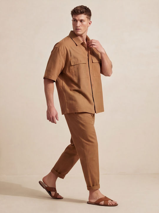 Trousers Set in Relaxed Fit Tabac Brown