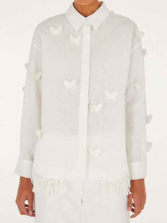 Μακρυμάνικο Γυναικείο Λινό Πουκάμισο Off-white