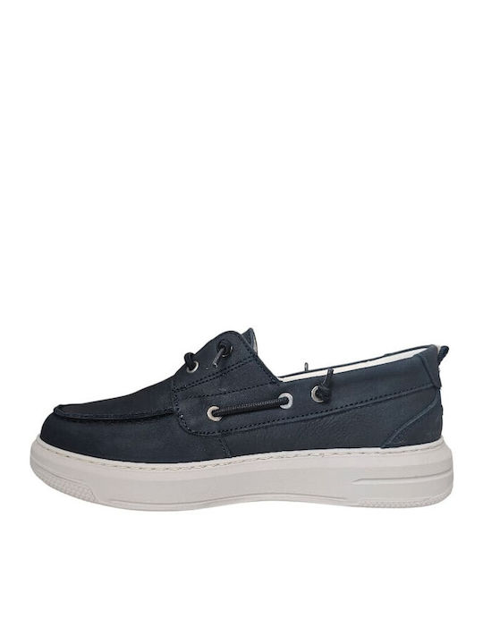 Leather Men's Casual Blue Shoes 39106-NO-BLUE