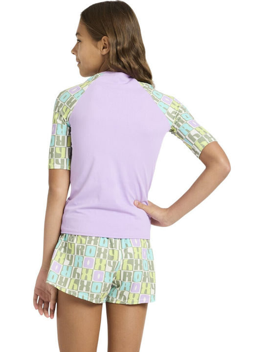 Roxy Active Παιδικό Μαγιό Μπλούζα Μωβ