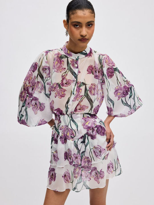 Mini Φούστα Floral Λευκή