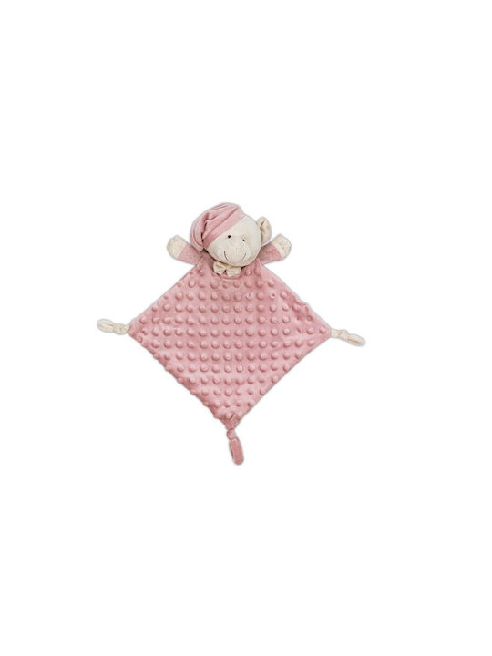 Interbaby Κουβέρτα Ισπανίας Αγκαλιάς & Λίκνου Bear Βελουτέ Ροζ με Ζωάκι 80x110εκ.