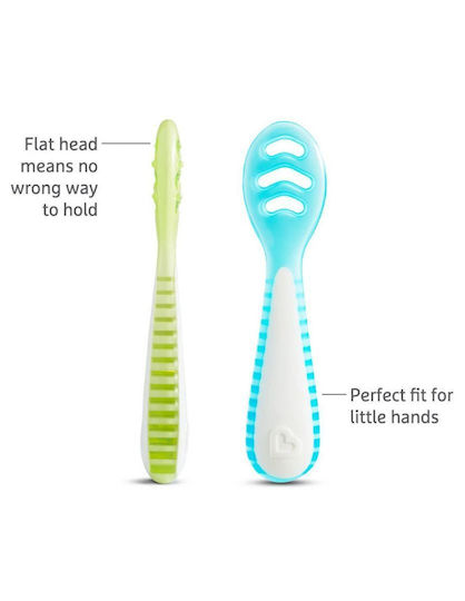 Munchkin Baby Set with Spoons Gentle made of Silicone for 4+ months Blue - Green 3pcs
