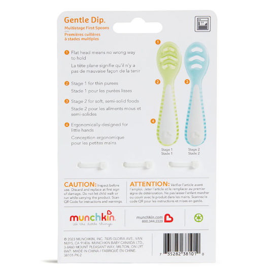 Munchkin Baby Set with Spoons Gentle made of Silicone for 4+ months Blue - Green 3pcs