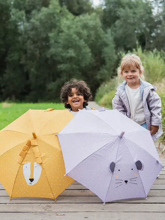 Trixie Kids Curved Handle Umbrella Mr Lion with Diameter 70cm Yellow