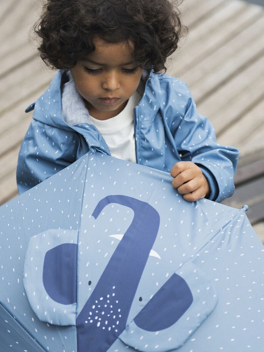 Trixie Kids Curved Handle Umbrella Mrs Elephant with Diameter 70cm Blue