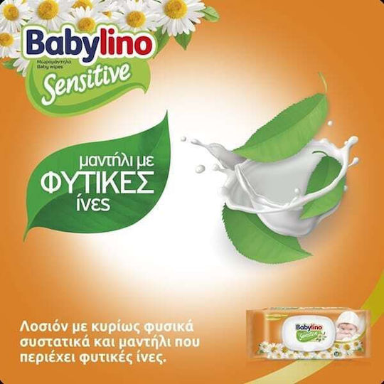 Babylino Sensitive with Chamomile Baby Wipes without Alcohol & Parabens 3x54pcs