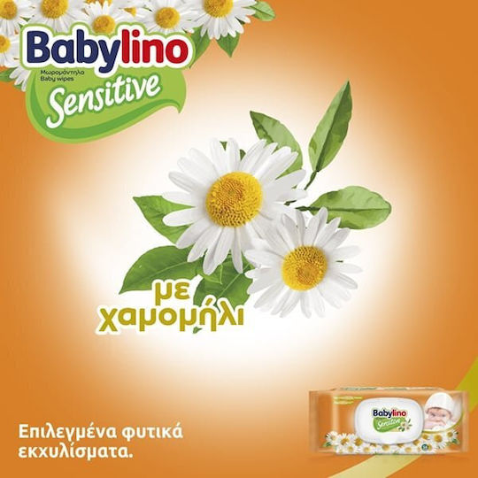 Babylino Sensitive with Chamomile Baby Wipes without Alcohol & Parabens 3x54pcs