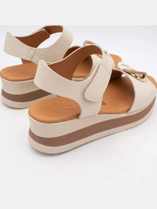 Leder Flache Damen Sandalen Weiß