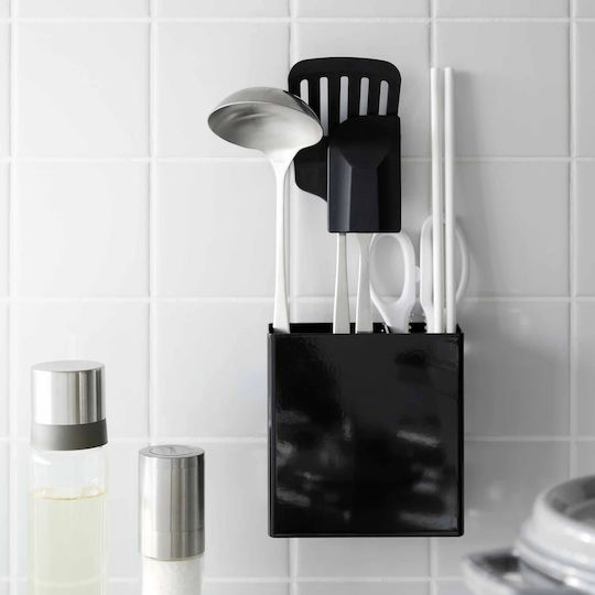 Yamazaki Wall Mounted Kitchen Tools Holder Tower Black Yamazaki Wall Mounted Kitchen Tools Holder Tower Black