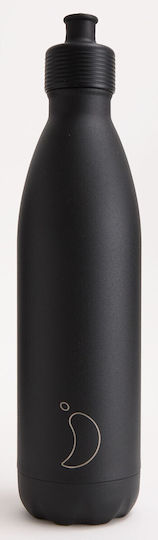 Chilly's Original Series Sports Μπουκάλι Θερμός Ανοξείδωτο BPA Free 750ml All Black